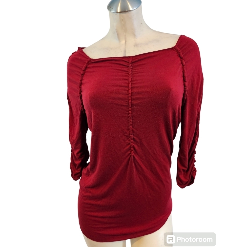 3/$25 Max Studio Size S Red Top Ruching